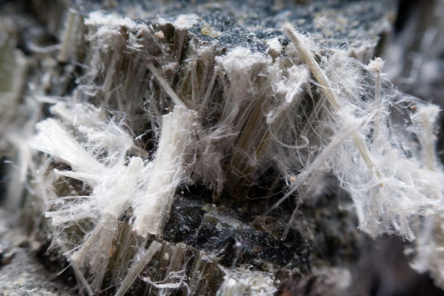 Asbestos close-up of fibers