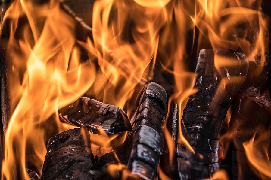 Close up image of burning wood