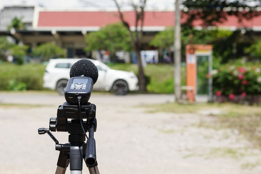 noise monitor recording noise from a road