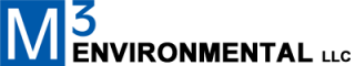 M3 Environmental logo containing a large letter m and a large number three with black text under it saying the company name.